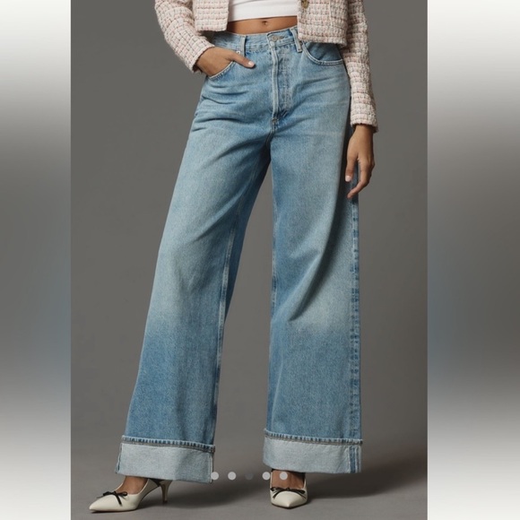 Agolde Denim - Agolde Dame wide leg cuffed buttonfly jeans